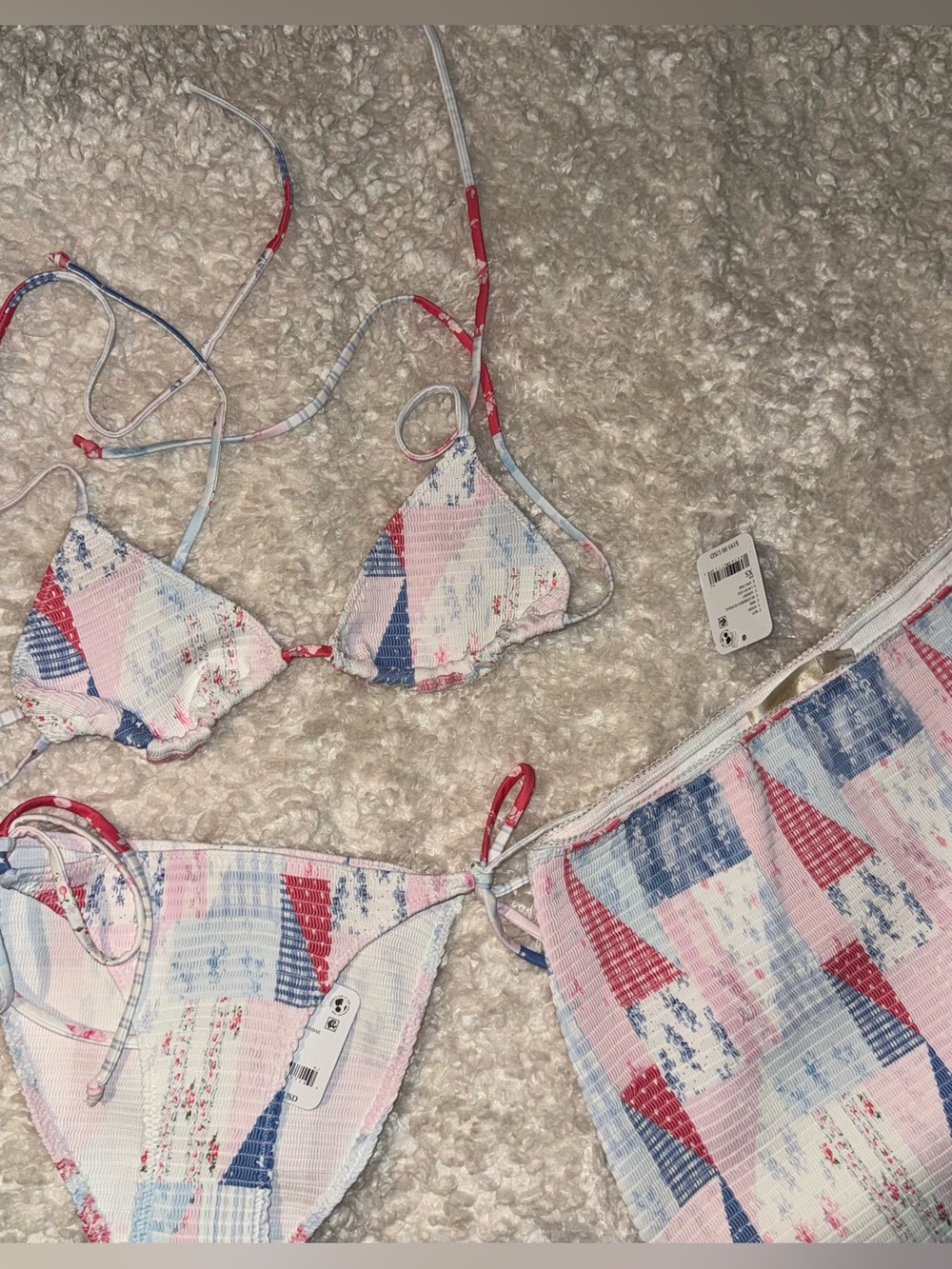 loveshackfancy three piece swim set nwt
